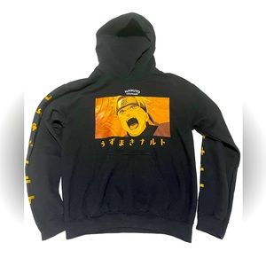 Naruto Shippuden Sweater Mens Small Black Hoodie Hooded Naruto Uzumaki READ